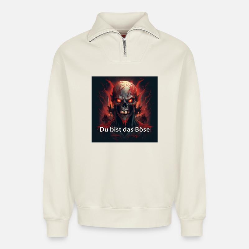 dubistdasböse - Relaxed Unisex Organic Half Zip Sweatshirt – von SPREAD - Naturweiß