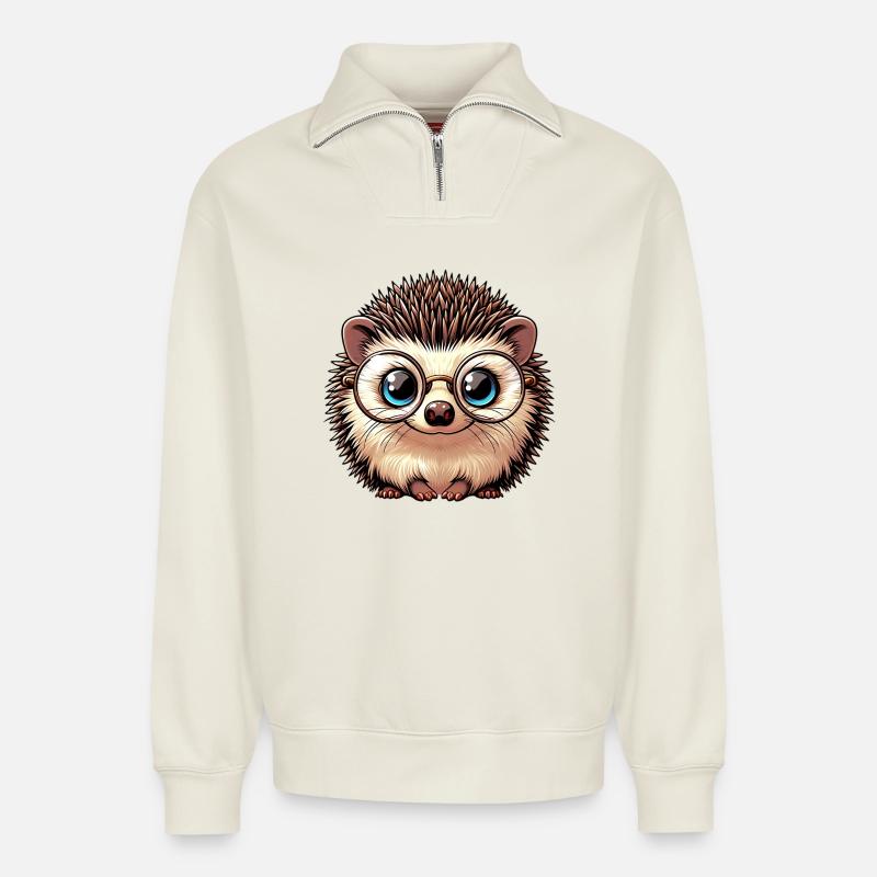 Igel - Relaxed Unisex Organic Half Zip Sweatshirt – von SPREAD - Naturweiß