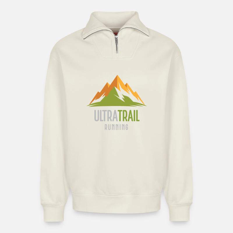 Ultra-Trailrunning - Relaxed Unisex Organic Half Zip Sweatshirt – von SPREAD - Naturweiß