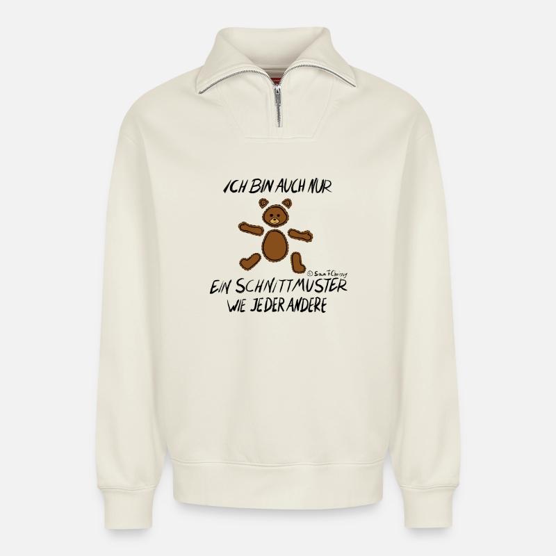 Pattern Bears - Relaxed Unisex Organic Half Zip Sweatshirt – by SPREAD - off white