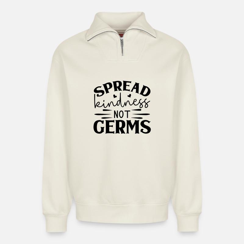 Distributing Love - Relaxed Unisex Organic Half Zip Sweatshirt – by SPREAD - off white