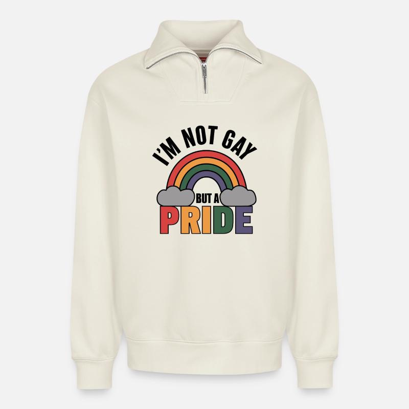 Stolzes Statement - Relaxed Unisex Organic Half Zip Sweatshirt – von SPREAD - Naturweiß