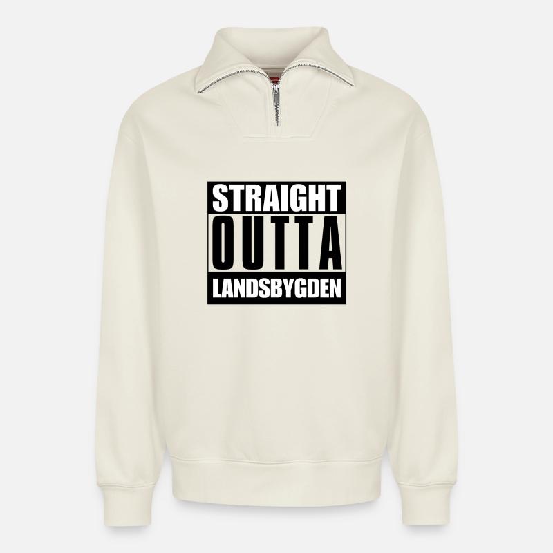 Direkt auf dem Land - Relaxed Unisex Organic Half Zip Sweatshirt – von SPREAD - Naturweiß