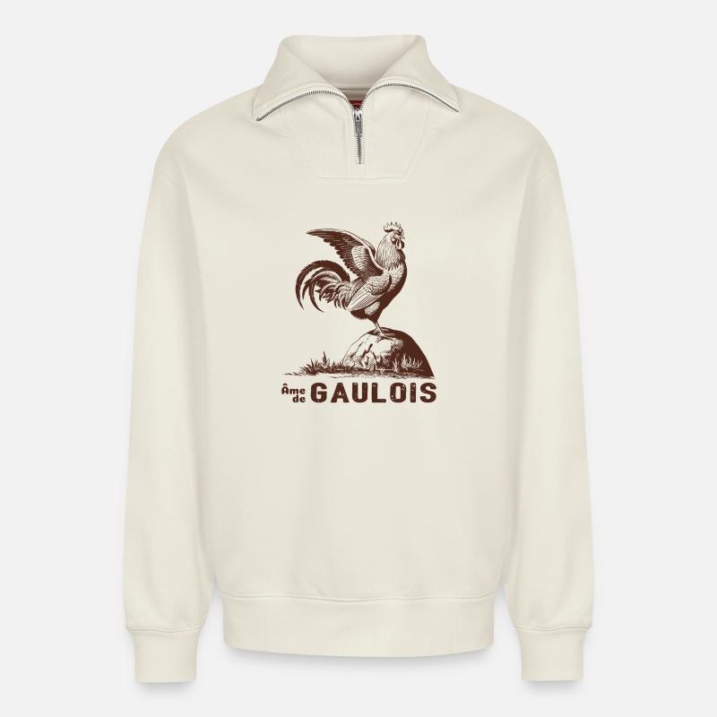 Seele der Gallier - Relaxed Unisex Organic Half Zip Sweatshirt – von SPREAD - Naturweiß