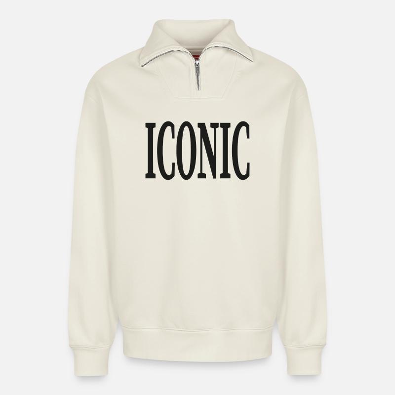 Iconic - Relaxed Unisex Organic Half Zip Sweatshirt – by SPREAD - off white