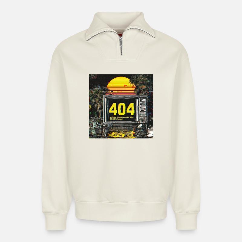 Error 404 – Motivation not found - Relaxed Unisex Organic Half Zip Sweatshirt – von SPREAD - Naturweiß