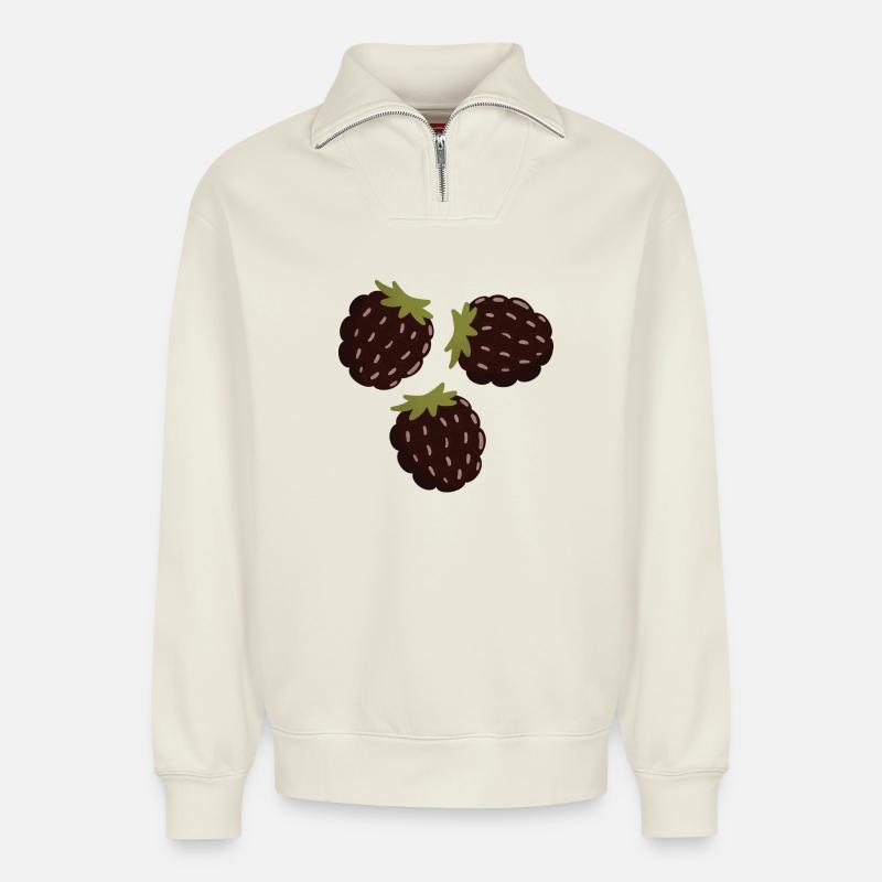 Berry Delight Illustratives Design - Relaxed Unisex Organic Half Zip Sweatshirt – von SPREAD - Naturweiß