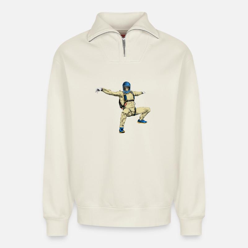 Skydiver - Relaxed Unisex Organic Half Zip Sweatshirt – von SPREAD - Naturweiß