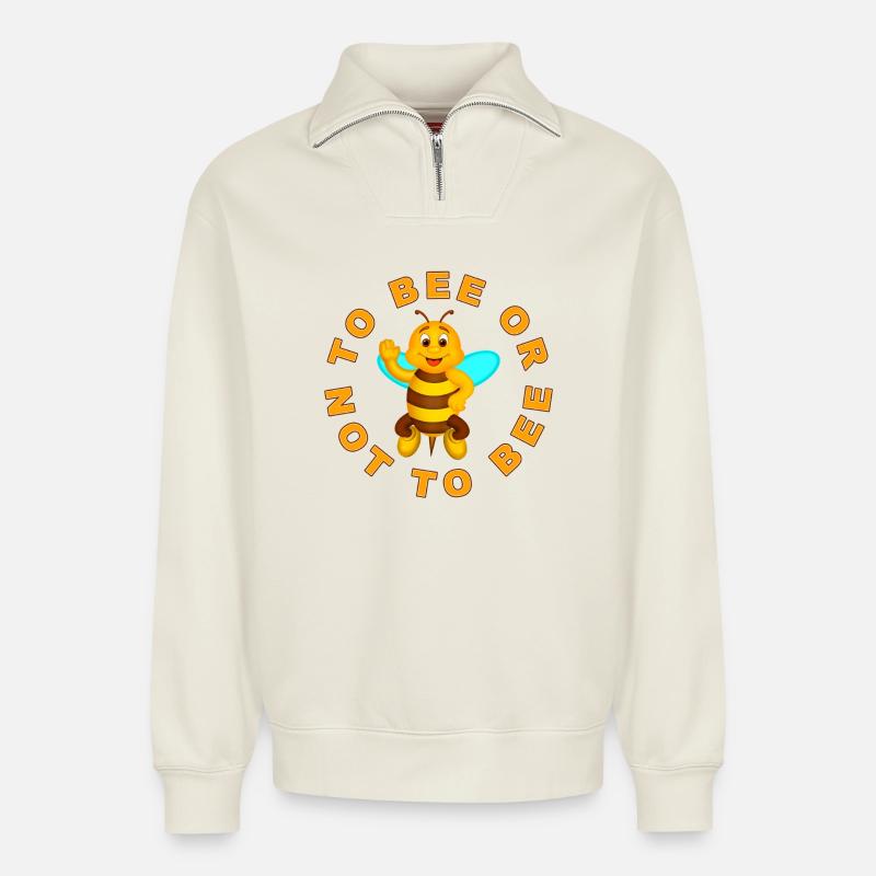 Biene oder nicht Biene - Relaxed Unisex Organic Half Zip Sweatshirt – von SPREAD - Naturweiß