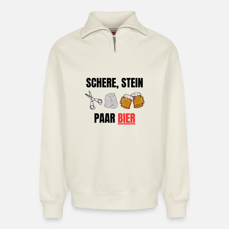 blockedName - Relaxed Unisex Organic Half Zip Sweatshirt – von SPREAD - Naturweiß
