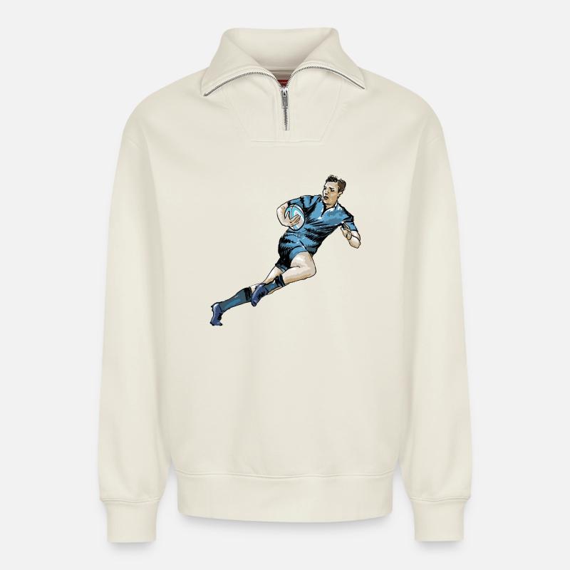 Rugby - Relaxed Unisex Organic Half Zip Sweatshirt – von SPREAD - Naturweiß