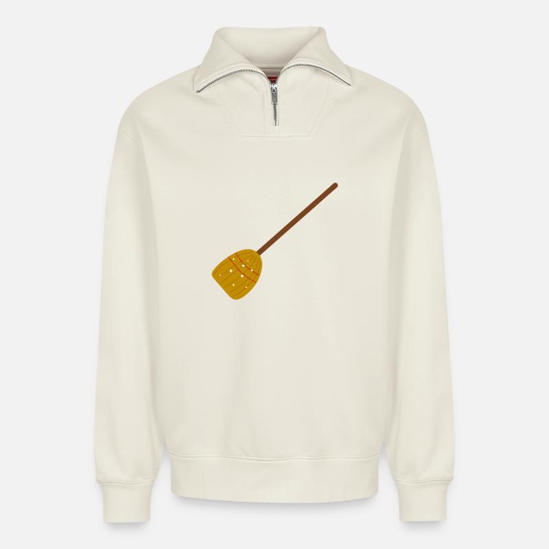 Sternenhexenbesen in Herbstfarben - Relaxed Unisex Organic Half Zip Sweatshirt – von SPREAD - Naturweiß