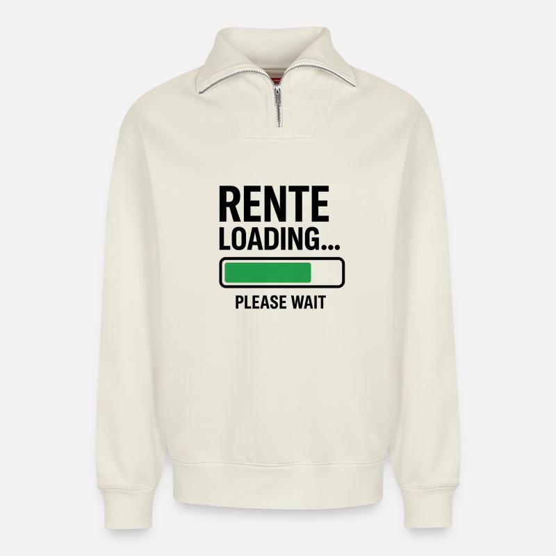 Rente Loading please wait - Relaxed Unisex Organic Half Zip Sweatshirt – by SPREAD - off white
