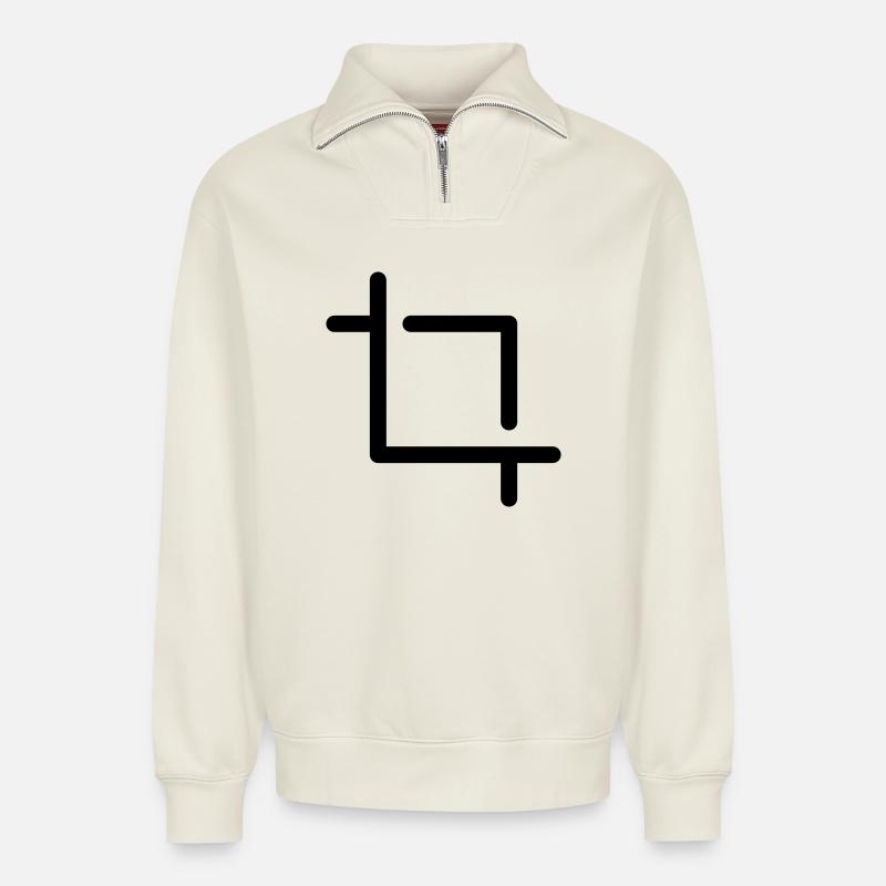 zuschneiden Icon - Relaxed Unisex Organic Half Zip Sweatshirt – von SPREAD - Naturweiß