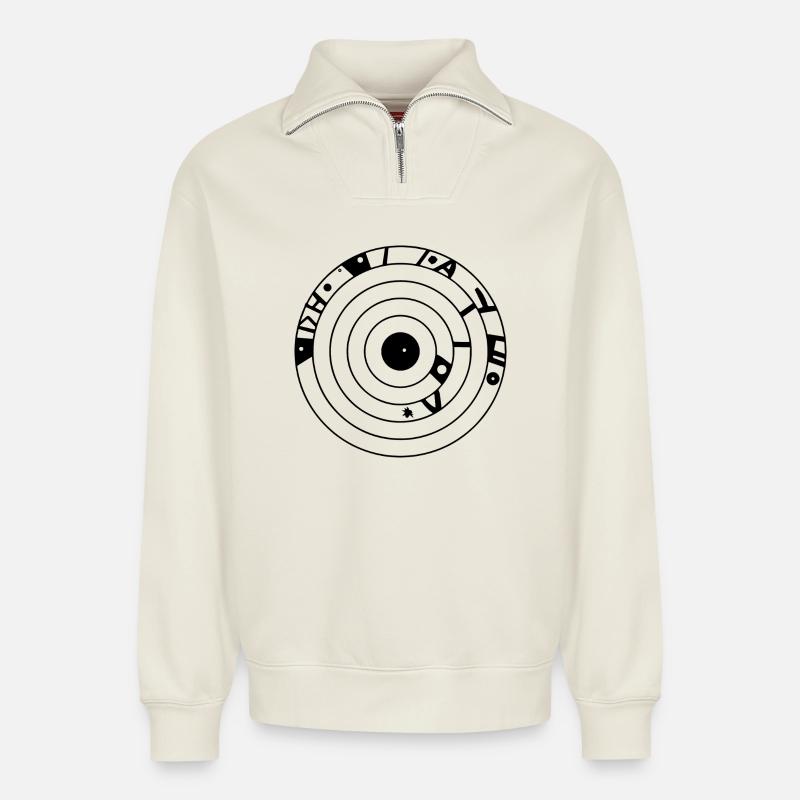 Kosmische Chiffre Kornkreis - Relaxed Unisex Organic Half Zip Sweatshirt – von SPREAD - Naturweiß