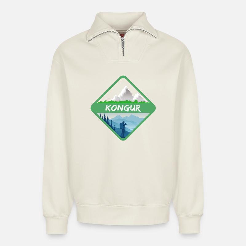 Congur comme nature - Sweat unisexe décontracté en coton biologique à demi-zip – de SPREAD - blanc cassé