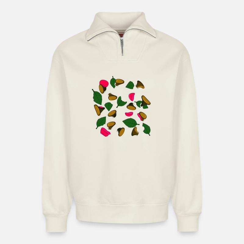 PATH - Relaxed Unisex Organic Half Zip Sweatshirt – by SPREAD - off white