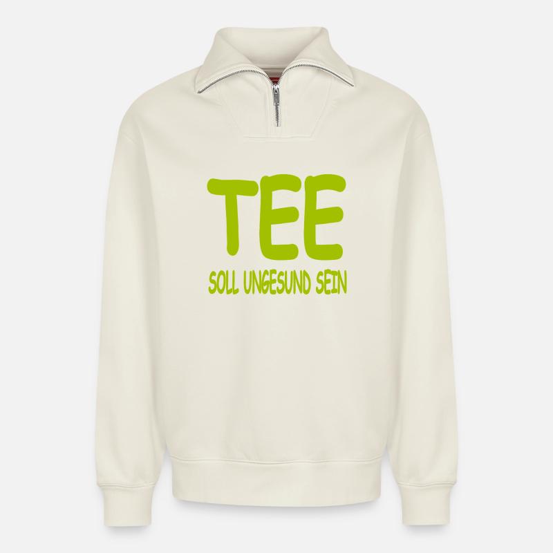 Tea - Relaxed Unisex Organic Half Zip Sweatshirt – by SPREAD - off white