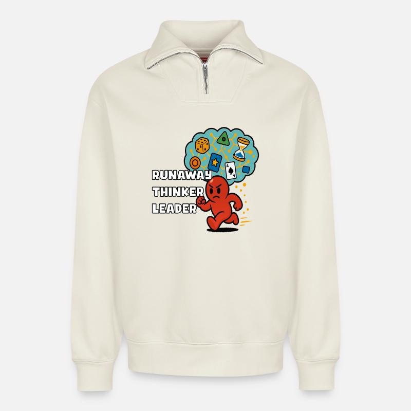 Ausreißerischer Denker - Relaxed Unisex Organic Half Zip Sweatshirt – von SPREAD - Naturweiß