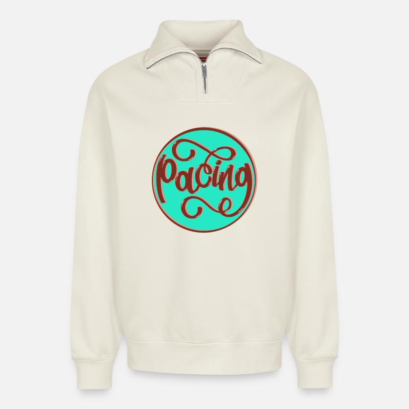 Rythme - Sweat unisexe décontracté en coton biologique à demi-zip – de SPREAD - blanc cassé