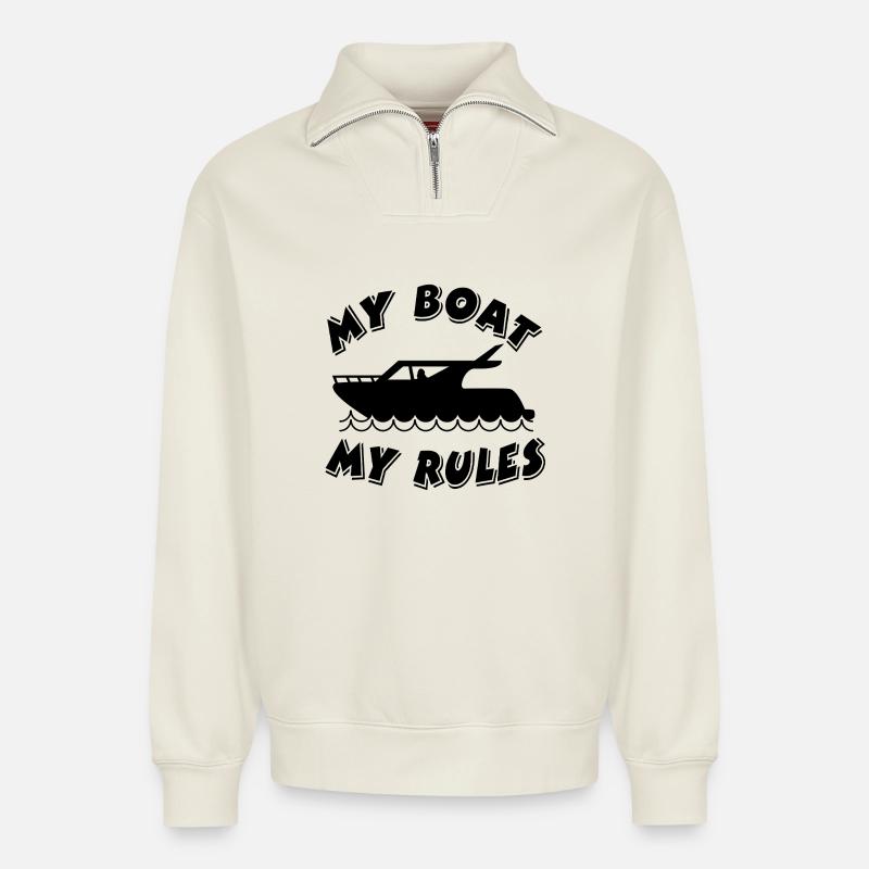 Boot - Relaxed Unisex Organic Half Zip Sweatshirt – von SPREAD - Naturweiß