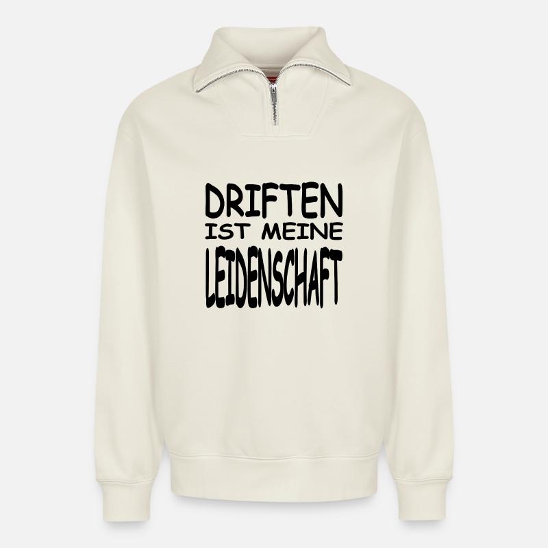 dériver - Sweat unisexe décontracté en coton biologique à demi-zip – de SPREAD - blanc cassé