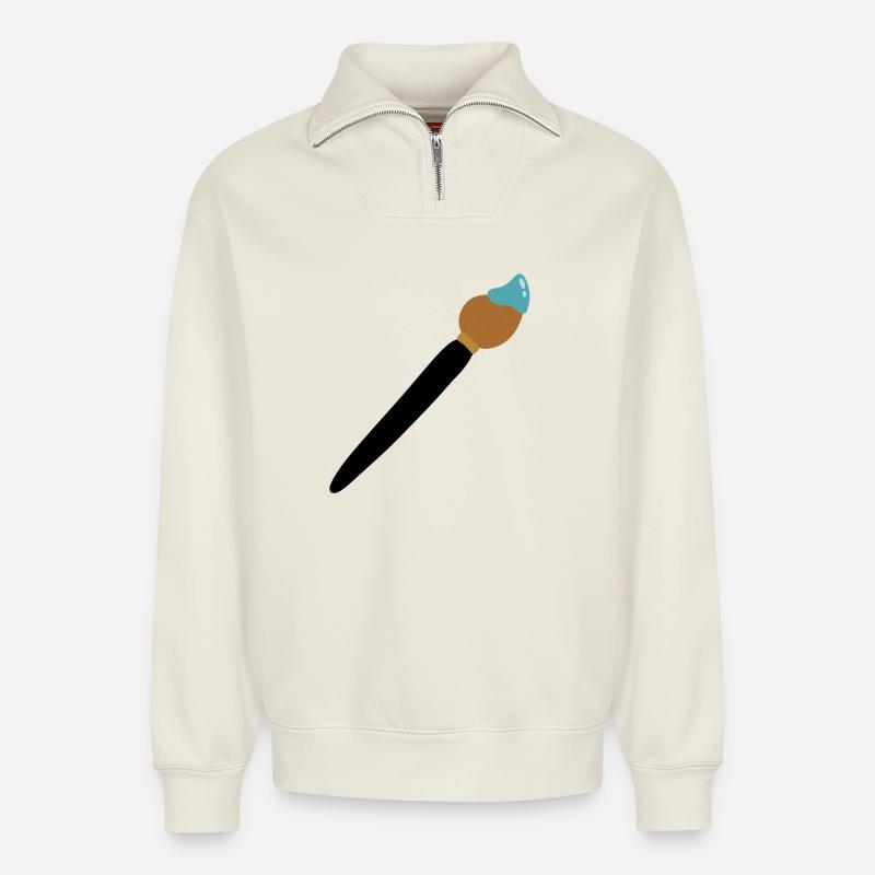 Pinsel - Relaxed Unisex Organic Half Zip Sweatshirt – von SPREAD - Naturweiß