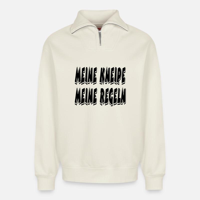Pub - Relaxed Unisex Organic Half Zip Sweatshirt – by SPREAD - off white