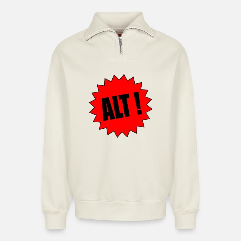 old - Relaxed Unisex Organic Half Zip Sweatshirt – by SPREAD - off white