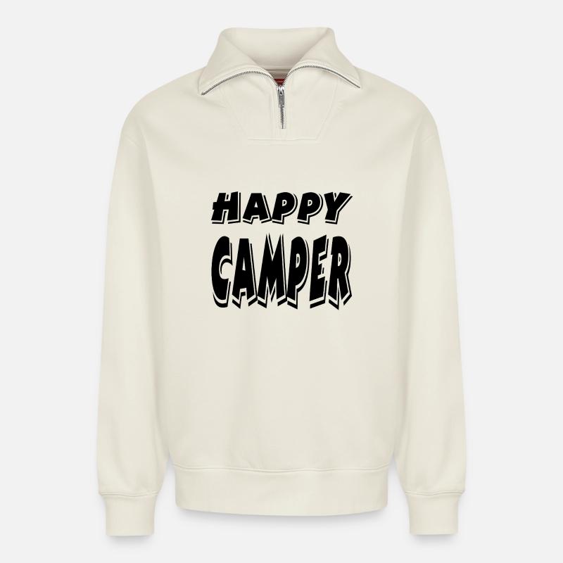 Camper - Relaxed Unisex Organic Half Zip Sweatshirt – by SPREAD - off white