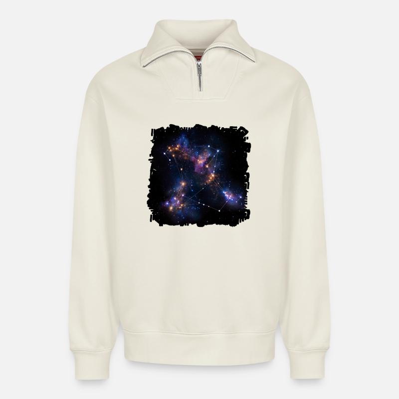 Sternennetz Konstellation - Relaxed Unisex Organic Half Zip Sweatshirt – von SPREAD - Naturweiß