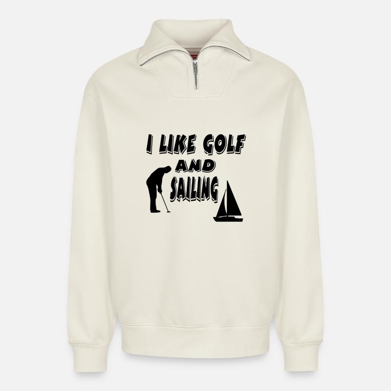gulf - Relaxed Unisex Organic Half Zip Sweatshirt – by SPREAD - off white