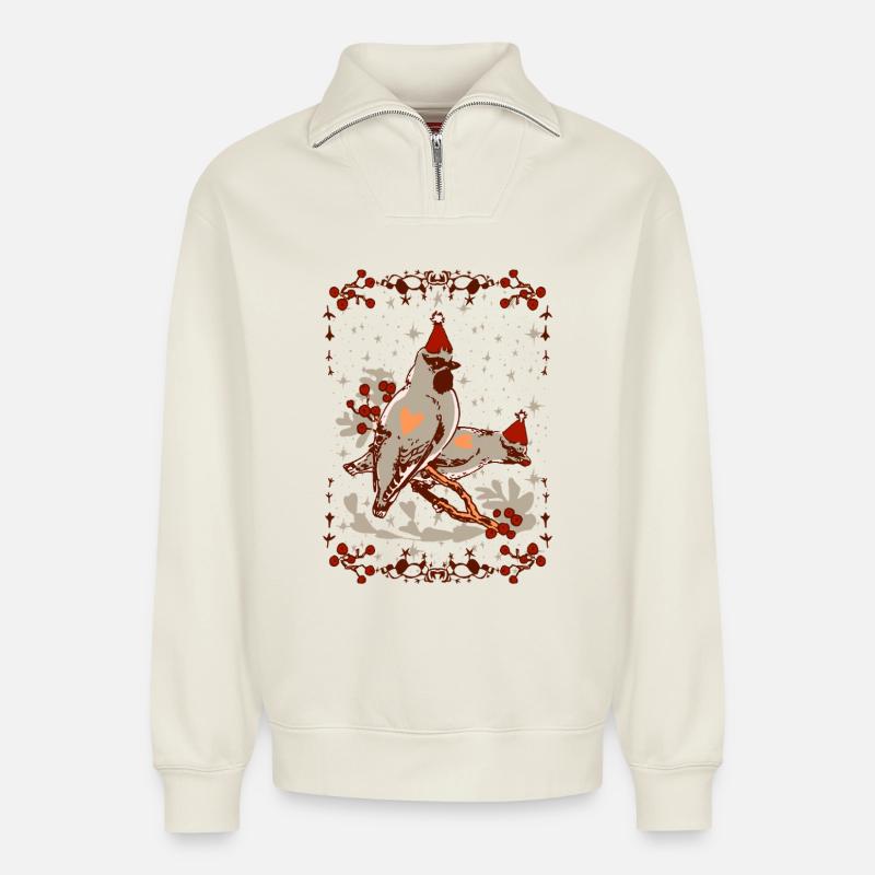 TILHET - Sweat unisexe décontracté en coton biologique à demi-zip – de SPREAD - blanc cassé