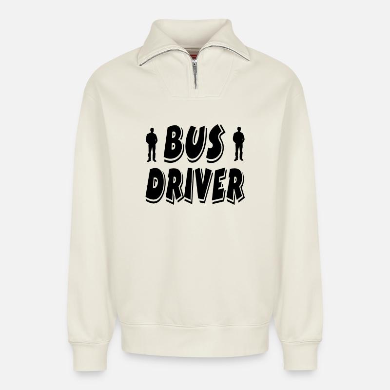 Busfahrer - Relaxed Unisex Organic Half Zip Sweatshirt – von SPREAD - Naturweiß