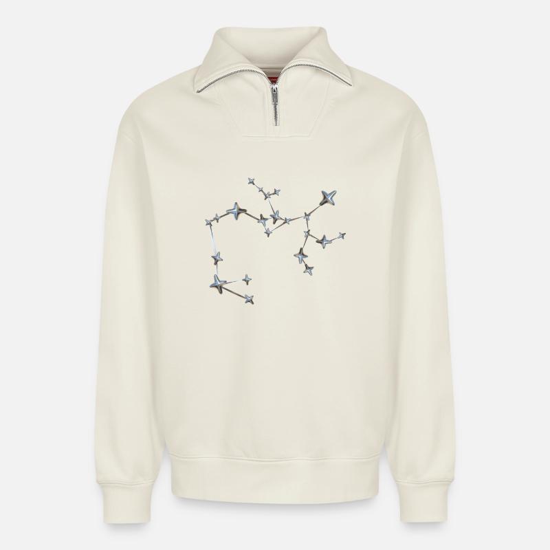 Kettenstern Konstellation - Relaxed Unisex Organic Half Zip Sweatshirt – von SPREAD - Naturweiß