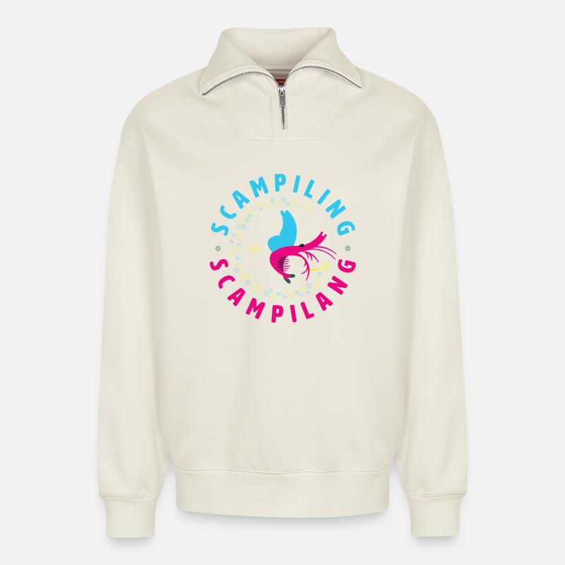 scampiling - Relaxed Unisex Organic Half Zip Sweatshirt – by SPREAD - off white