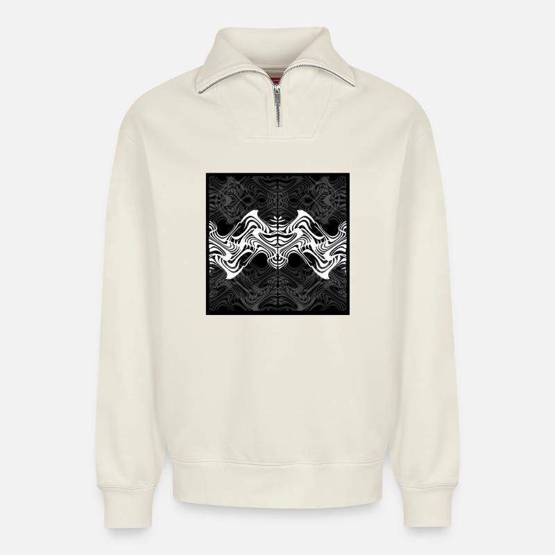 Spiegelnde Spiralmuster - Relaxed Unisex Organic Half Zip Sweatshirt – von SPREAD - Naturweiß
