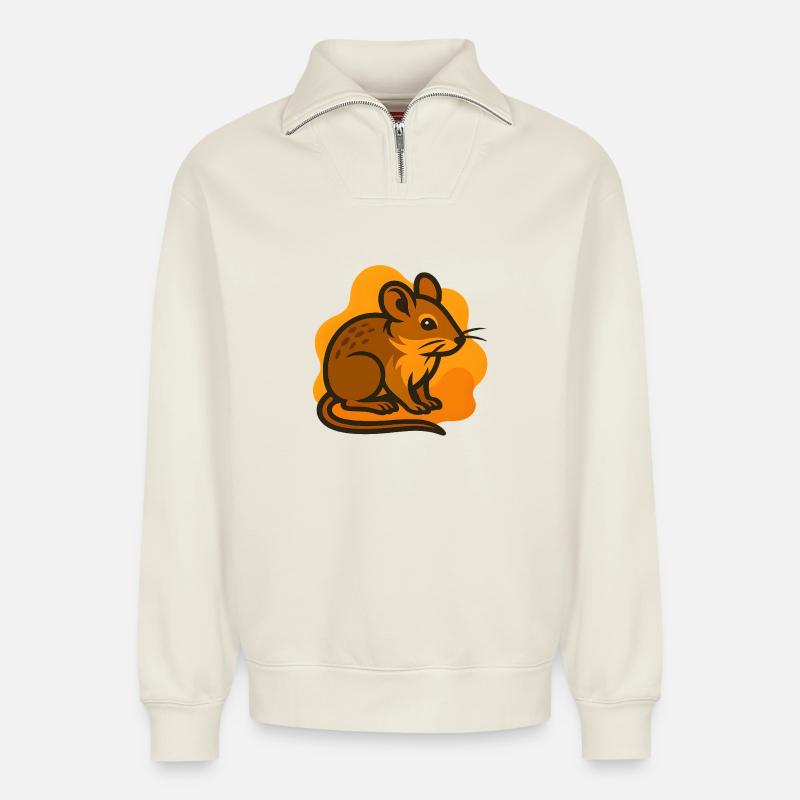 Maus im Sonnenhintergrund - Relaxed Unisex Organic Half Zip Sweatshirt – von SPREAD - Naturweiß