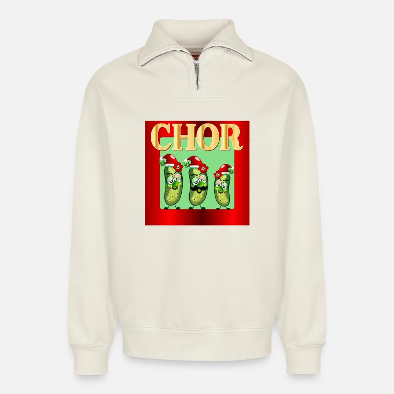 WEIHNACHTEN SINGEN CHOR - Relaxed Unisex Organic Half Zip Sweatshirt – von SPREAD - Naturweiß