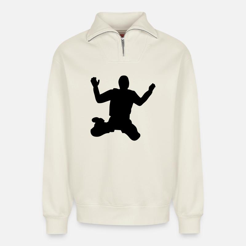 Skydiver - Relaxed Unisex Organic Half Zip Sweatshirt – by SPREAD - off white