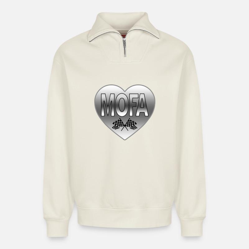 Mofa - Relaxed Unisex Organic Half Zip Sweatshirt – von SPREAD - Naturweiß