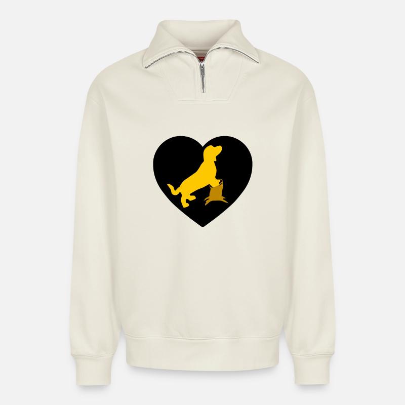 Dackel - Relaxed Unisex Organic Half Zip Sweatshirt – von SPREAD - Naturweiß