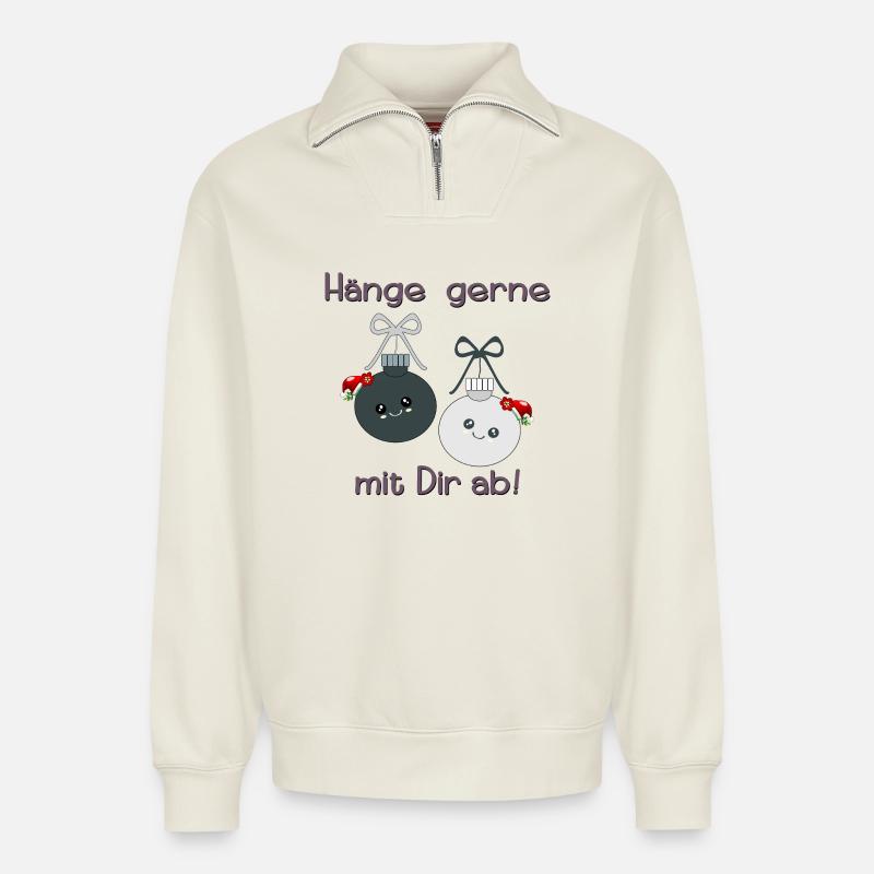 Weihnachtskugeln Weihnachten Freunde - Relaxed Unisex Organic Half Zip Sweatshirt – von SPREAD - Naturweiß