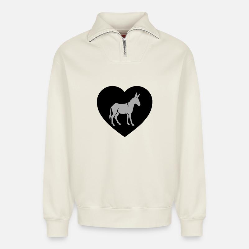 Esel - Relaxed Unisex Organic Half Zip Sweatshirt – von SPREAD - Naturweiß