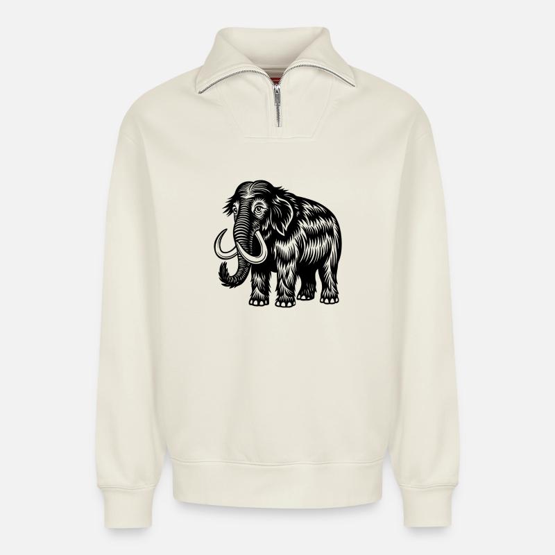 Mammoth - Relaxed Unisex Organic Half Zip Sweatshirt – by SPREAD - off white