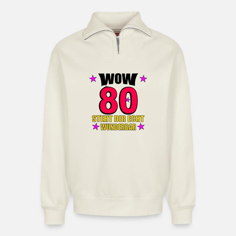 steht dir echt wunderbar - Relaxed Unisex Organic Half Zip Sweatshirt – von SPREAD - Naturweiß