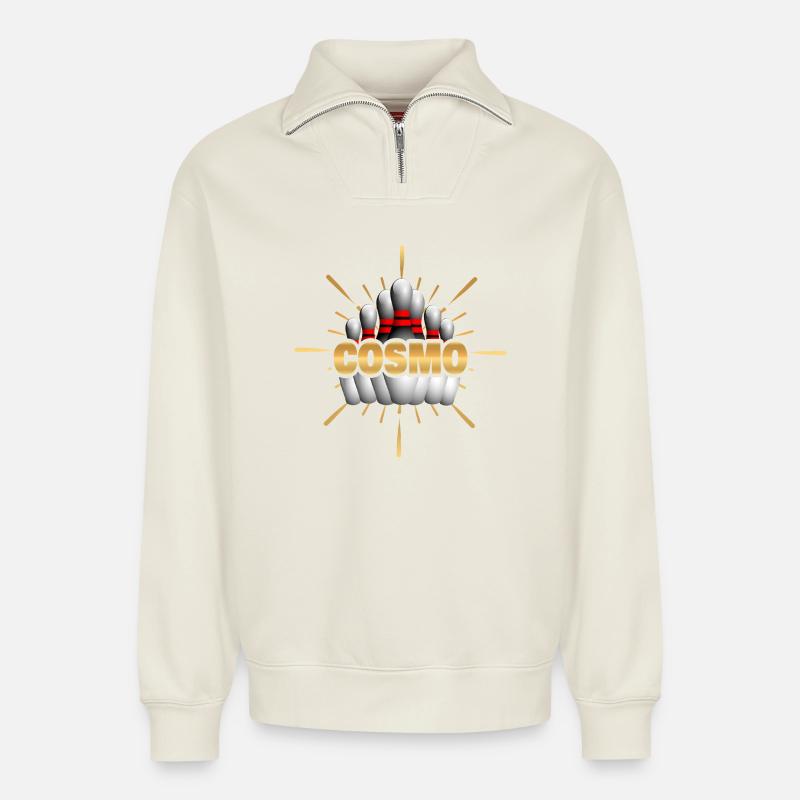 Geschenk für Cosmo - Relaxed Unisex Organic Half Zip Sweatshirt – von SPREAD - Naturweiß