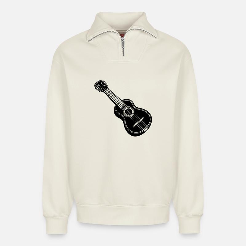 Ukulele - Relaxed Unisex Organic Half Zip Sweatshirt – by SPREAD - off white