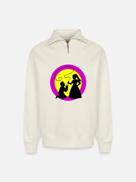 Bride and groom Wedding - Relaxed Unisex Organic Half Zip Sweatshirt – by SPREAD - off white