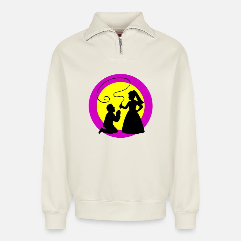 Brautpaar Ehepaar Hochzeit - Relaxed Unisex Organic Half Zip Sweatshirt – von SPREAD - Naturweiß